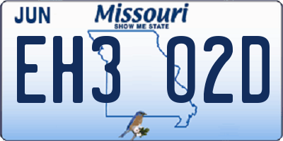 MO license plate EH3O2D