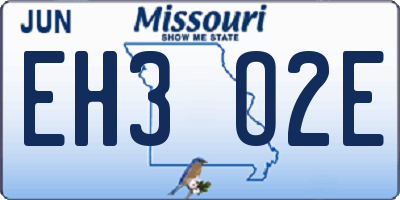 MO license plate EH3O2E