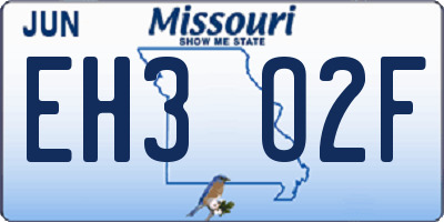 MO license plate EH3O2F