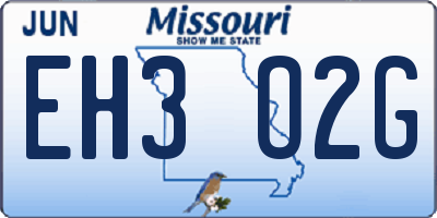 MO license plate EH3O2G