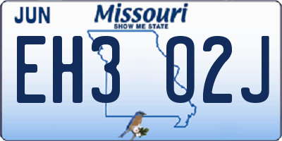 MO license plate EH3O2J