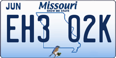 MO license plate EH3O2K