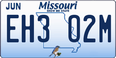 MO license plate EH3O2M