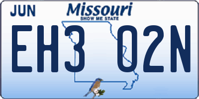 MO license plate EH3O2N