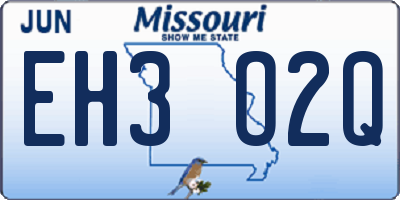 MO license plate EH3O2Q