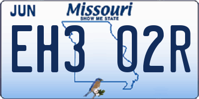 MO license plate EH3O2R