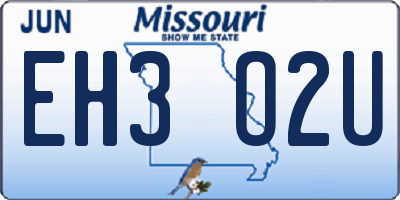 MO license plate EH3O2U