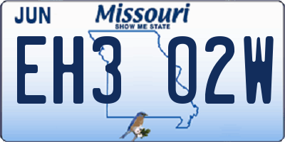 MO license plate EH3O2W