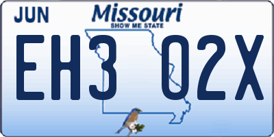 MO license plate EH3O2X