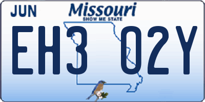 MO license plate EH3O2Y