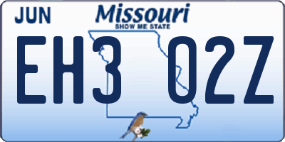 MO license plate EH3O2Z