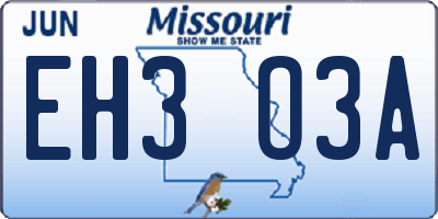 MO license plate EH3O3A