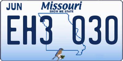 MO license plate EH3O3O