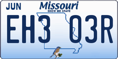 MO license plate EH3O3R