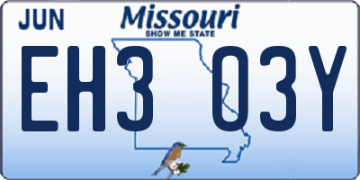 MO license plate EH3O3Y
