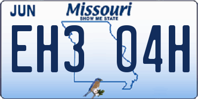 MO license plate EH3O4H