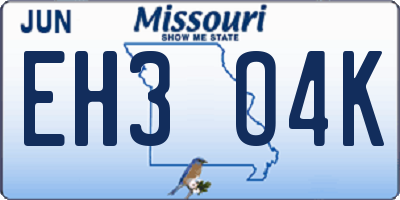 MO license plate EH3O4K