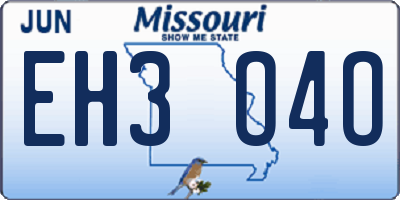 MO license plate EH3O4O