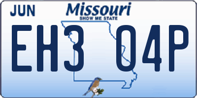 MO license plate EH3O4P