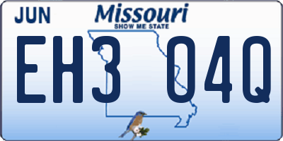 MO license plate EH3O4Q