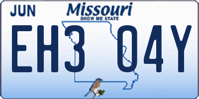MO license plate EH3O4Y