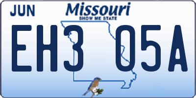MO license plate EH3O5A