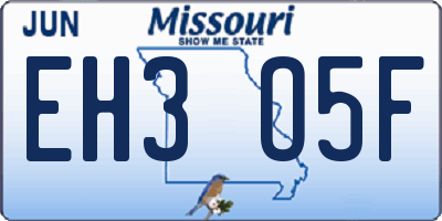 MO license plate EH3O5F