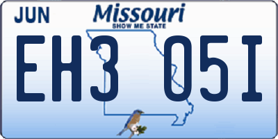 MO license plate EH3O5I