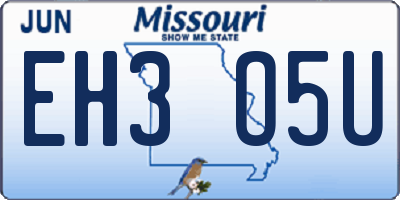 MO license plate EH3O5U