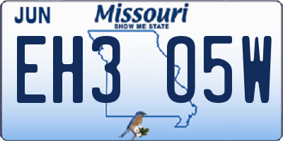 MO license plate EH3O5W