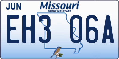 MO license plate EH3O6A