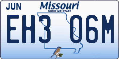 MO license plate EH3O6M