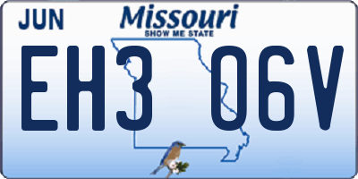 MO license plate EH3O6V