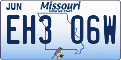 MO license plate EH3O6W