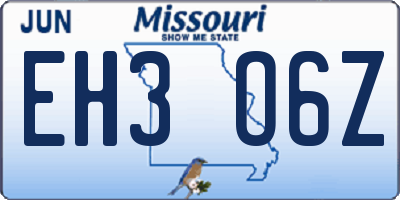 MO license plate EH3O6Z