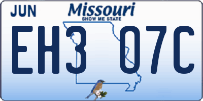 MO license plate EH3O7C