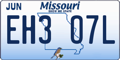 MO license plate EH3O7L