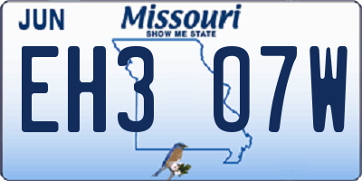MO license plate EH3O7W
