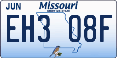 MO license plate EH3O8F
