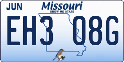 MO license plate EH3O8G