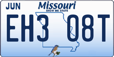 MO license plate EH3O8T
