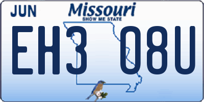 MO license plate EH3O8U