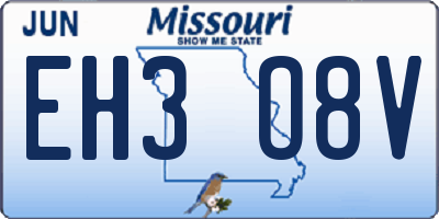 MO license plate EH3O8V