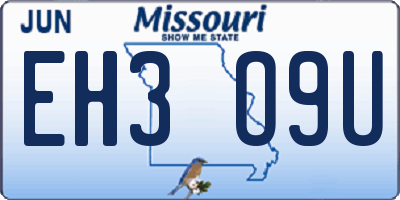 MO license plate EH3O9U