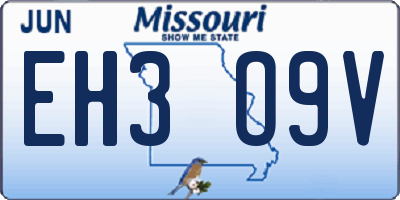MO license plate EH3O9V