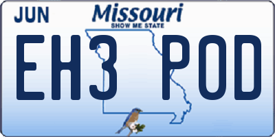MO license plate EH3P0D