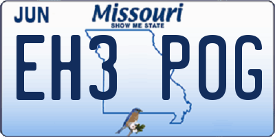 MO license plate EH3P0G