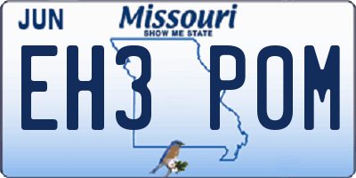 MO license plate EH3P0M