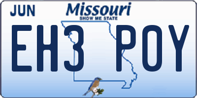 MO license plate EH3P0Y