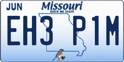 MO license plate EH3P1M